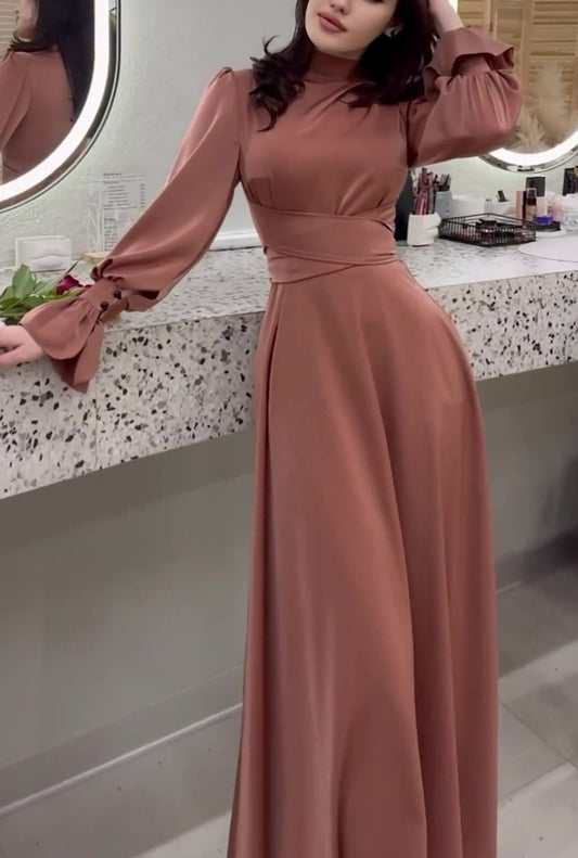 Satin Long-sleeved Elegant Women's Clothing Dress