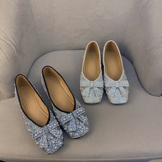 Diamond Bow Soft Sole Flats