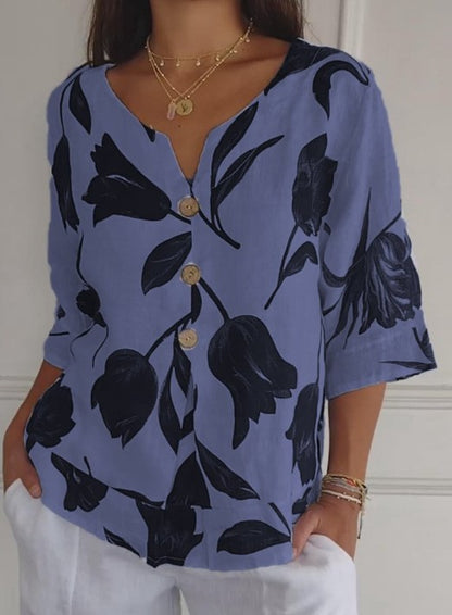 Printed V-neck Tunic Top