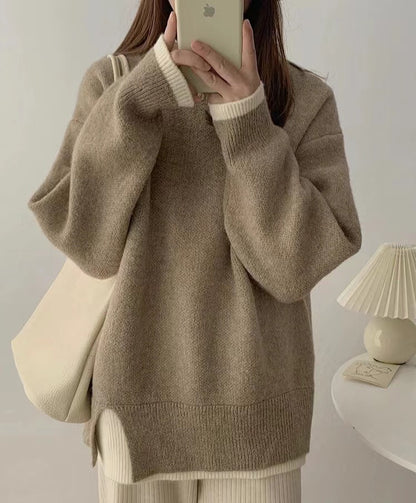 Lazy Style Fake Two-piece Sweater