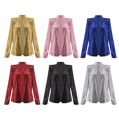 Solid Color Sequined Short Coat