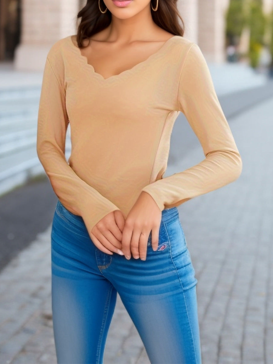 Cool Black Plain V-Neck Top