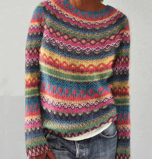 Rainbow Print Long Sleeve Sweater