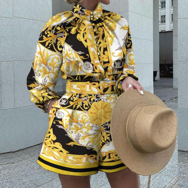 Stylish Printed Long Sleeve Two Piece Set