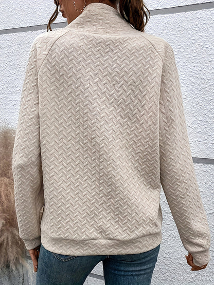 Turtleneck Casual Button Decoration Sweatshirt