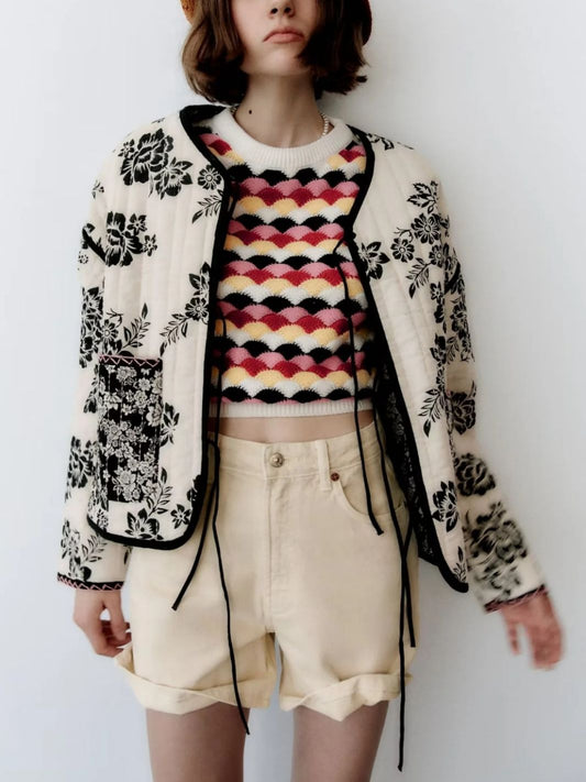 Reversible Printed Lace-up Cotton Jacket