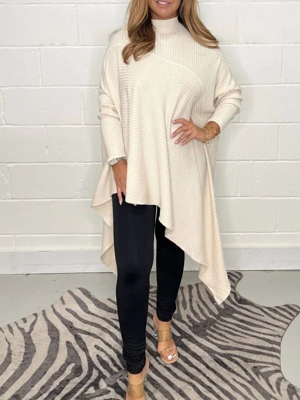 Solid color turtleneck long sleeve top