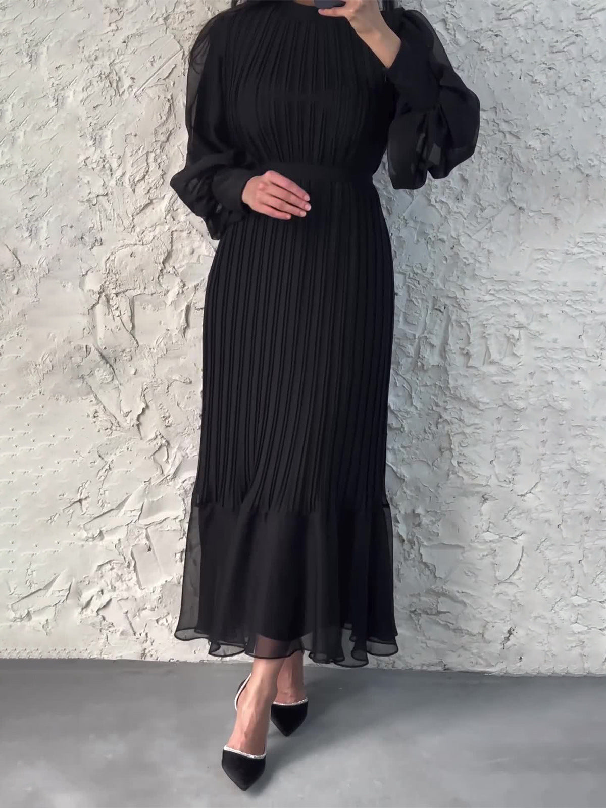 Pleated Long Skirt Dress