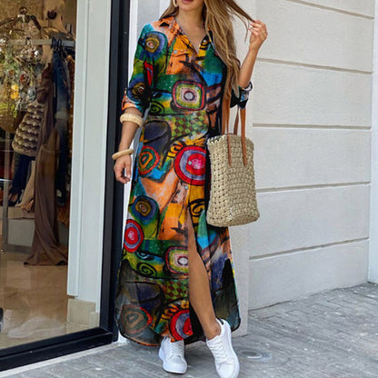 Retro Floral Shirt Dress