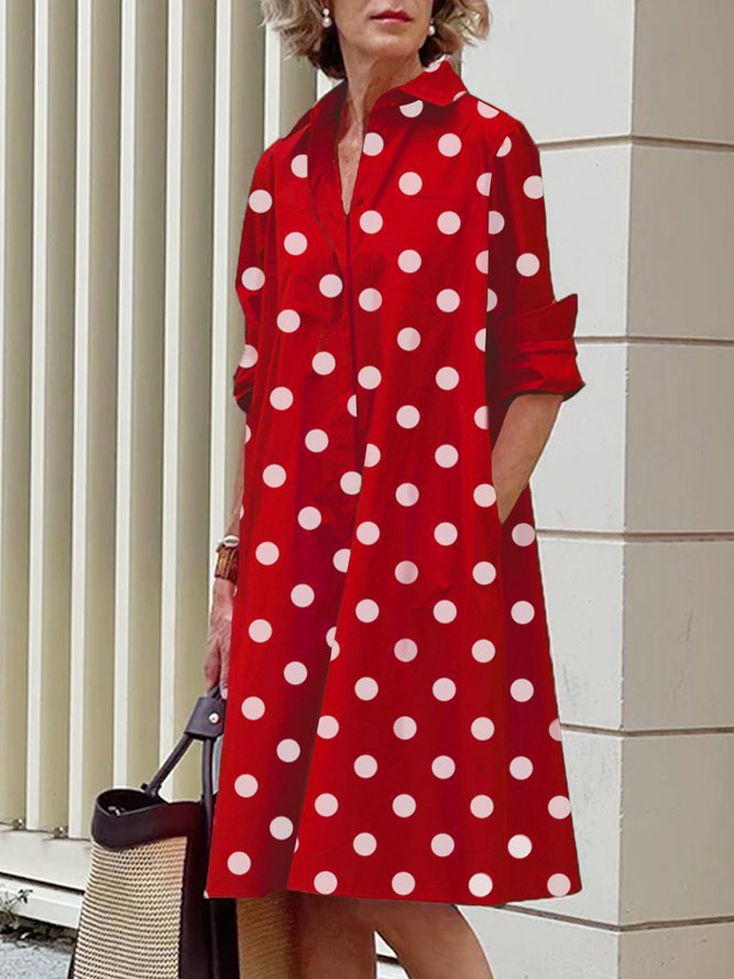 Polka Dot Print Midi Dress