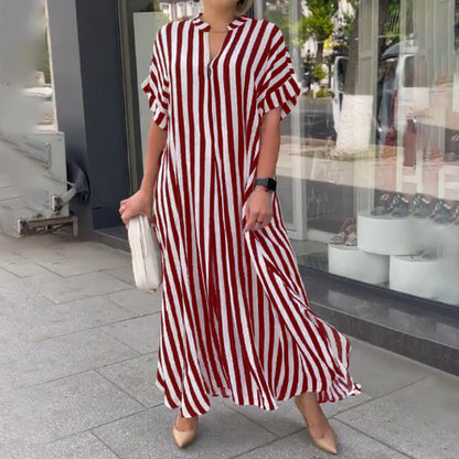 Women's V-Neck Striped Print Dress