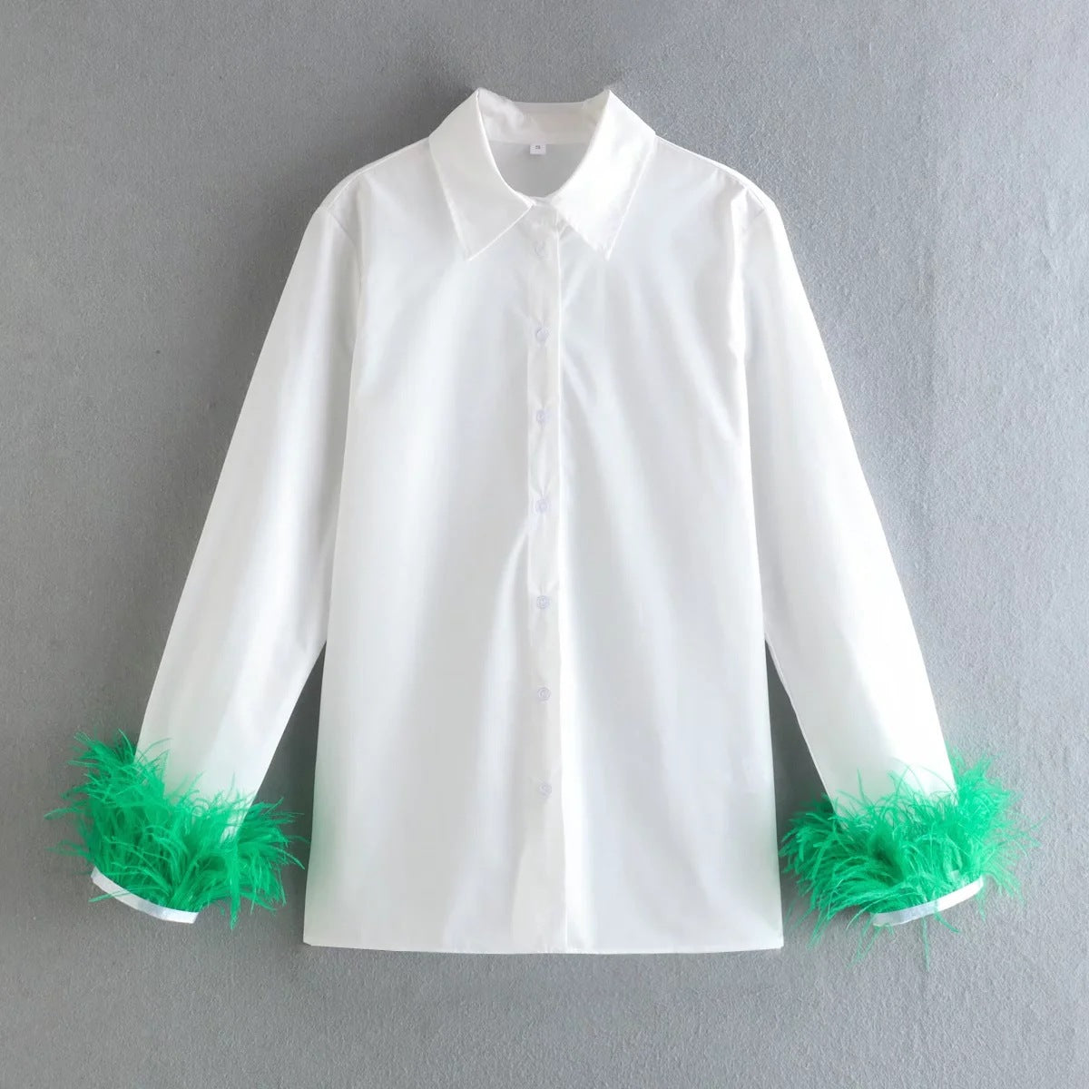 Comfy Shirt With Feather Cuffs