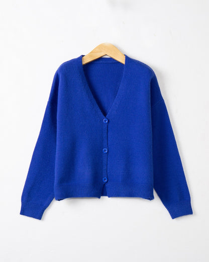 Knitted Cardigan Solid Color Sweater