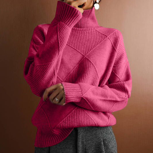 Turtleneck Solid Color Knitted Sweater