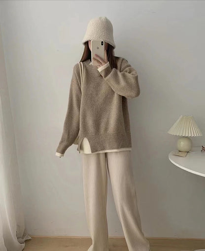 Lazy Style Fake Two-piece Sweater