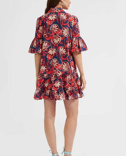 Printed cotton-poplin mini dress