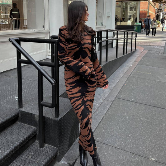 Leopard Print Ripped Waist Revealing Dress