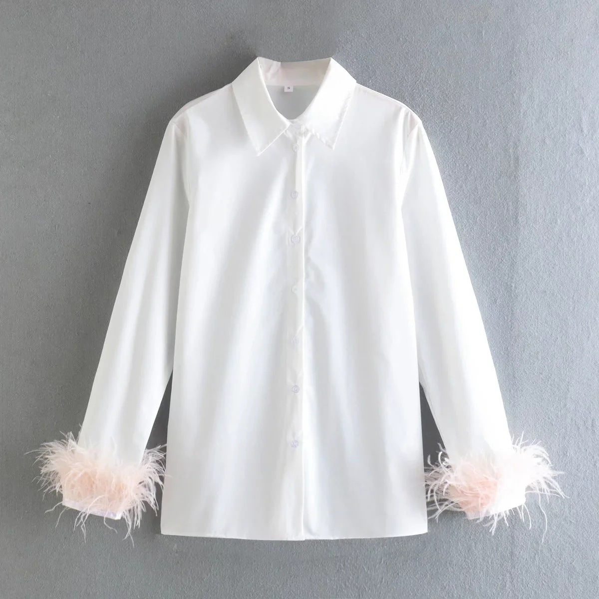 Comfy Shirt With Feather Cuffs