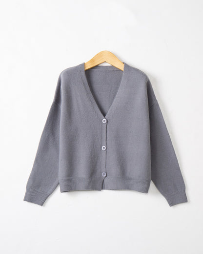 Knitted Cardigan Solid Color Sweater