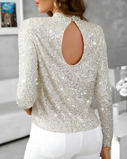 Backless Sparkling Sequined T-shirt