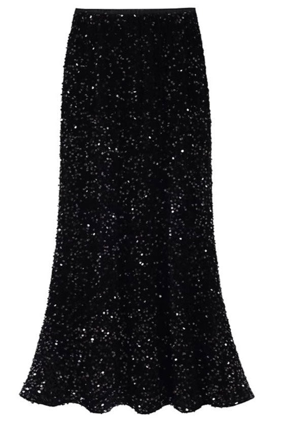 Velvet Sequined Fishtail Skirt