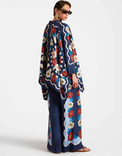 Foulard Geometric Print Silk Shirt and Pants Suit