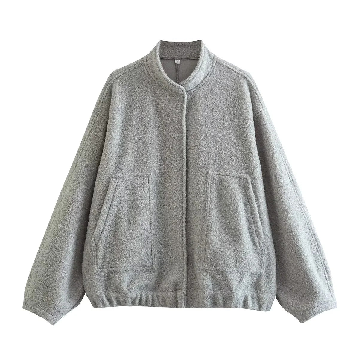 Stand Collar Hidden Button Jacket