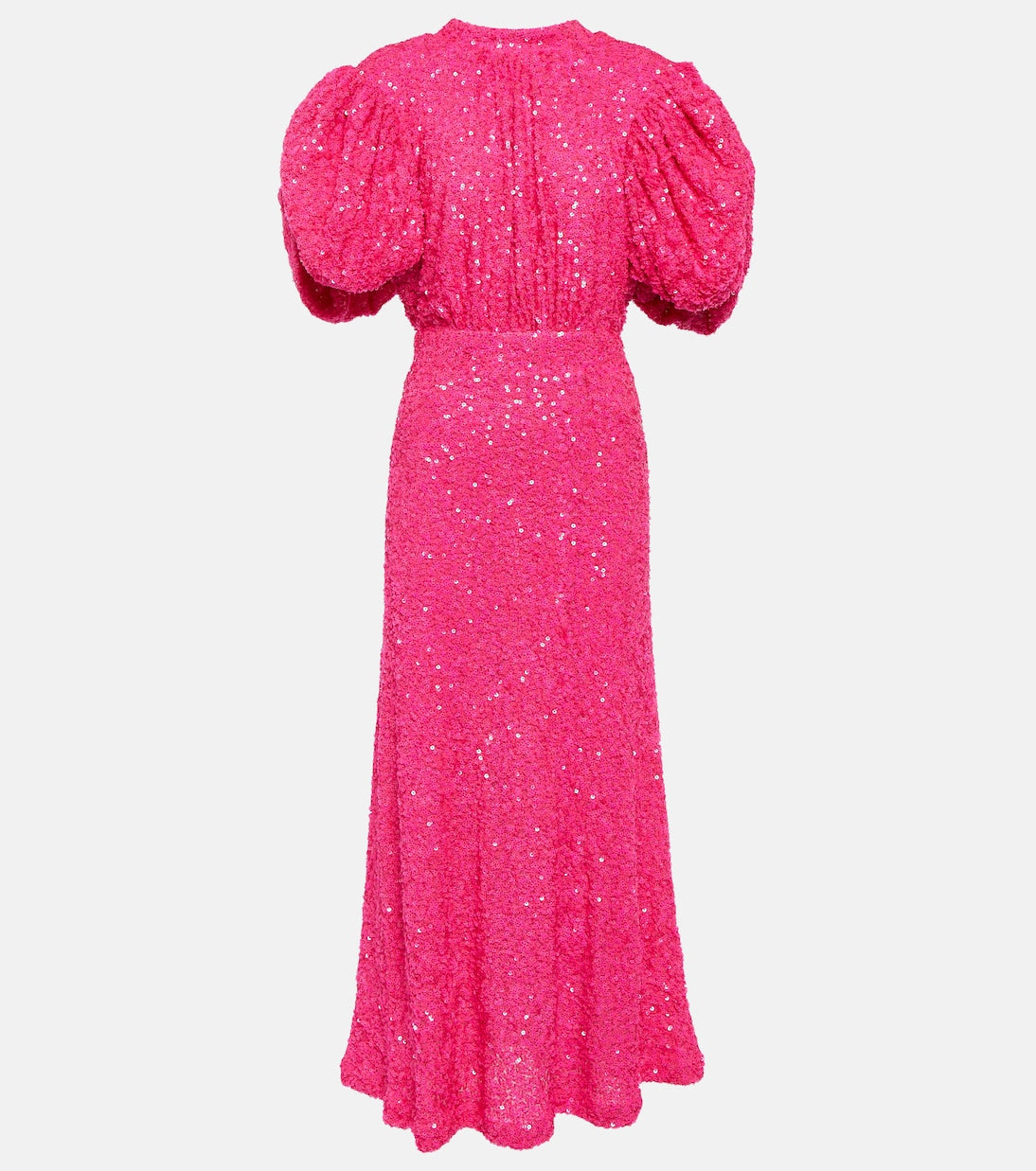 Puff Sleeve Sequined Midi Dress