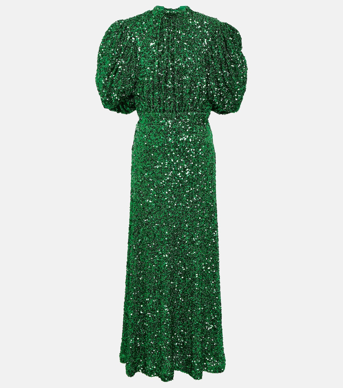 Puff Sleeve Sequined Midi Dress