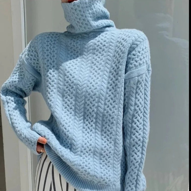 Dreamy Hand-knit Turtleneck Sweater