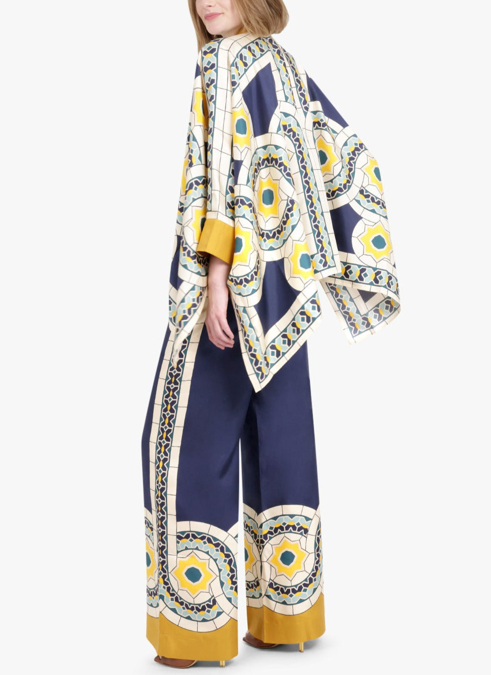 Foulard Geometric Print Silk Shirt and Pants Suit