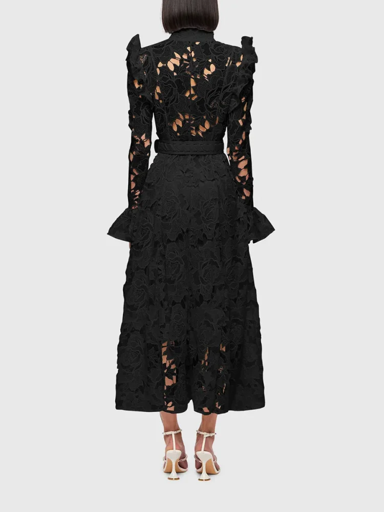 Lace Butterfly Sleeve Midi Dress