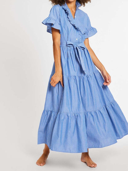 Ruffle Placket Maxi Dress