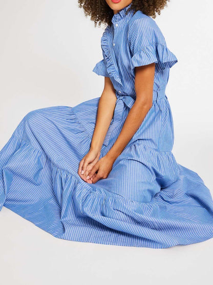 Ruffle Placket Maxi Dress