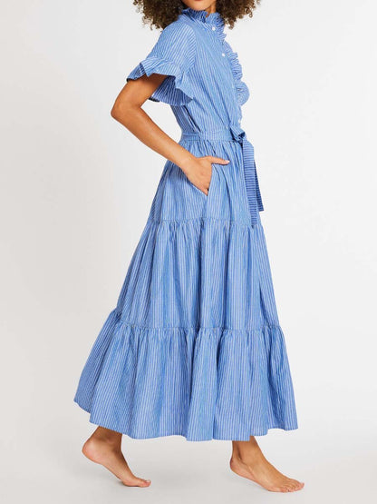 Ruffle Placket Maxi Dress