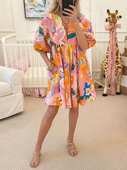 Fun In Floral Scallop Dress