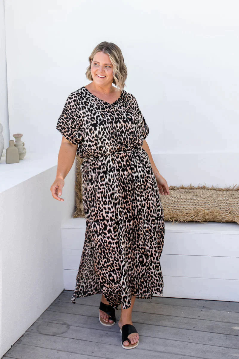 Leopard Maxi Kaftan Dress