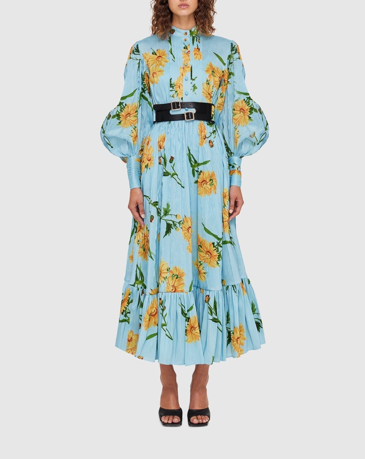 Blue Silk Linen Dress