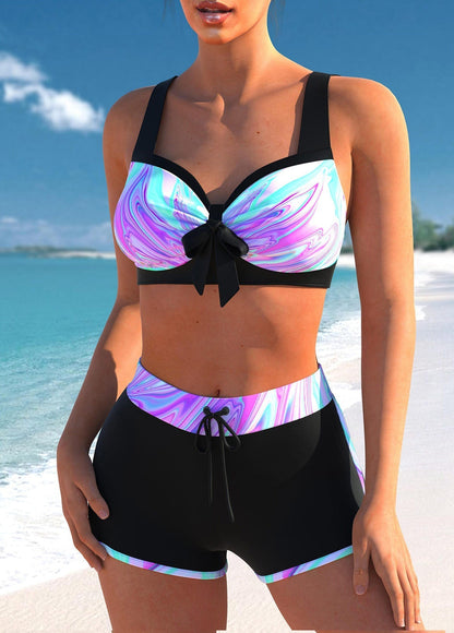 Multi Color Ombre Mid Waist Bikini Set