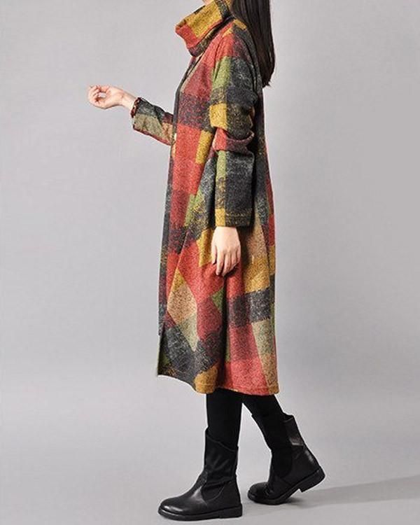 Special Long Sleeve Print Midi Dress