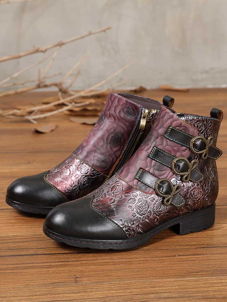 Zapatos planos con cierre de vachette pintado retro