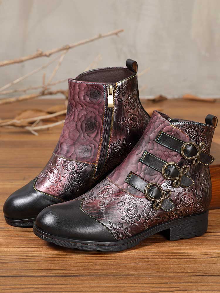 Zapatos planos con cierre de vachette pintado retro