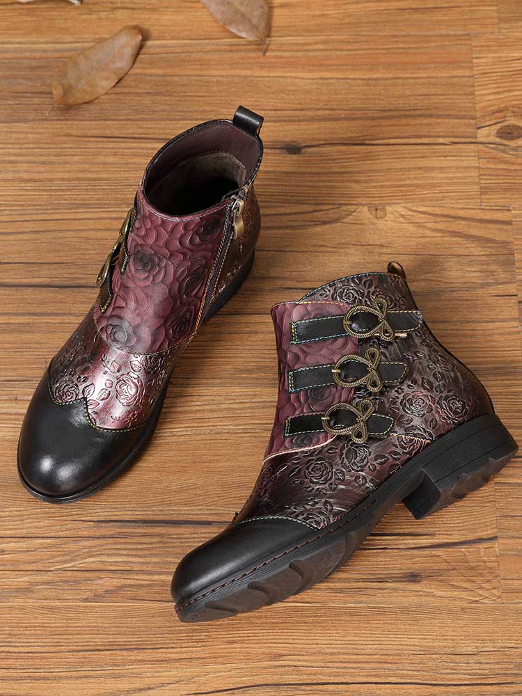 Zapatos planos con cierre de vachette pintado retro