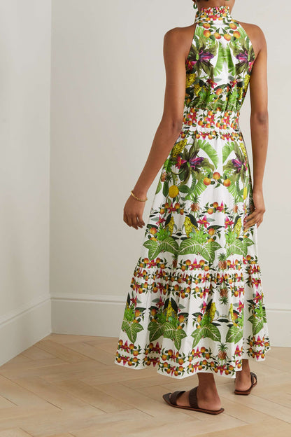 Biba tiered printed cotton-poplin maxi dress