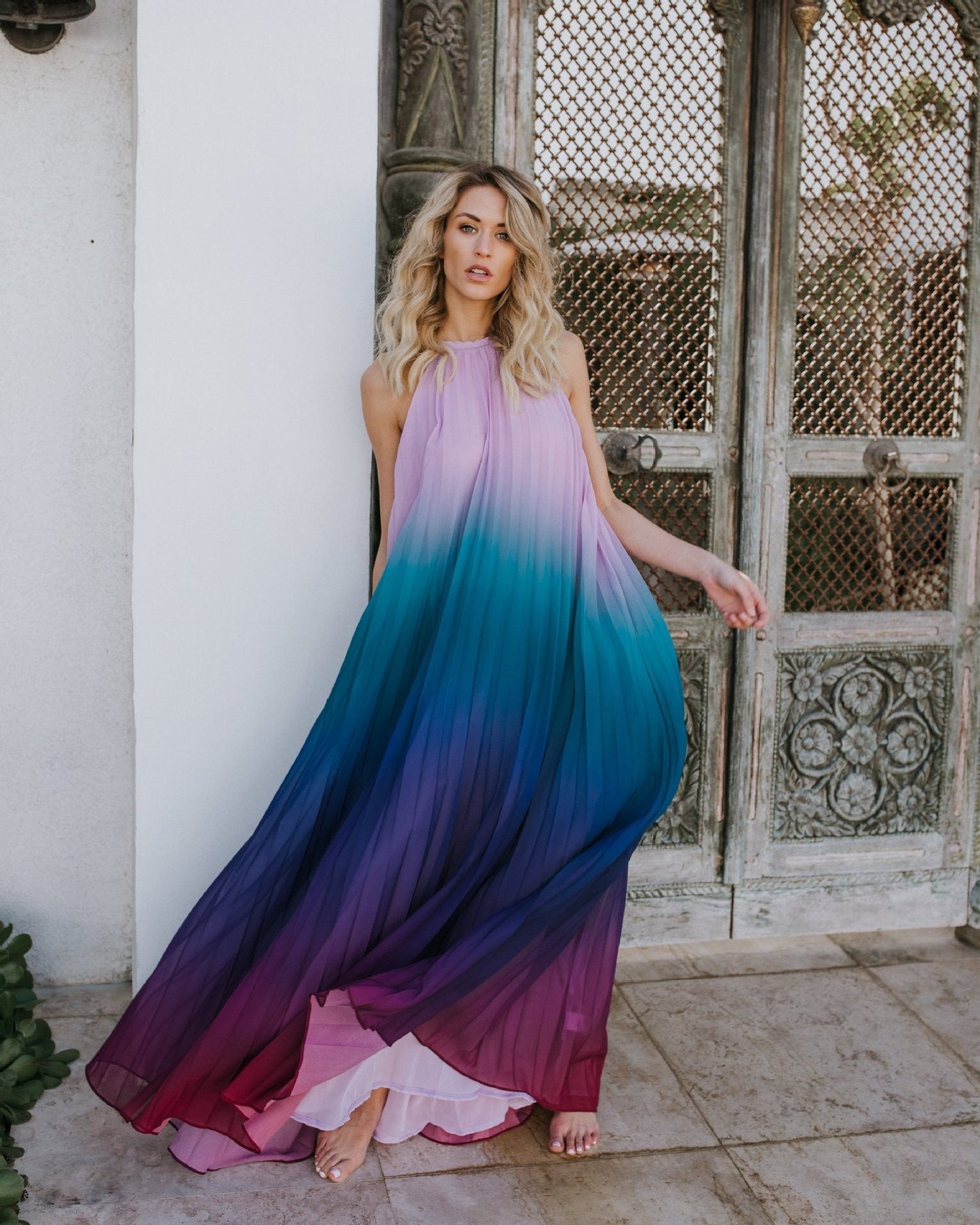 Tie and dye boho maxi dress