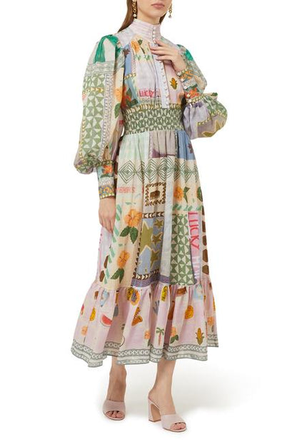 Gale Abstract Print Maxi Dress