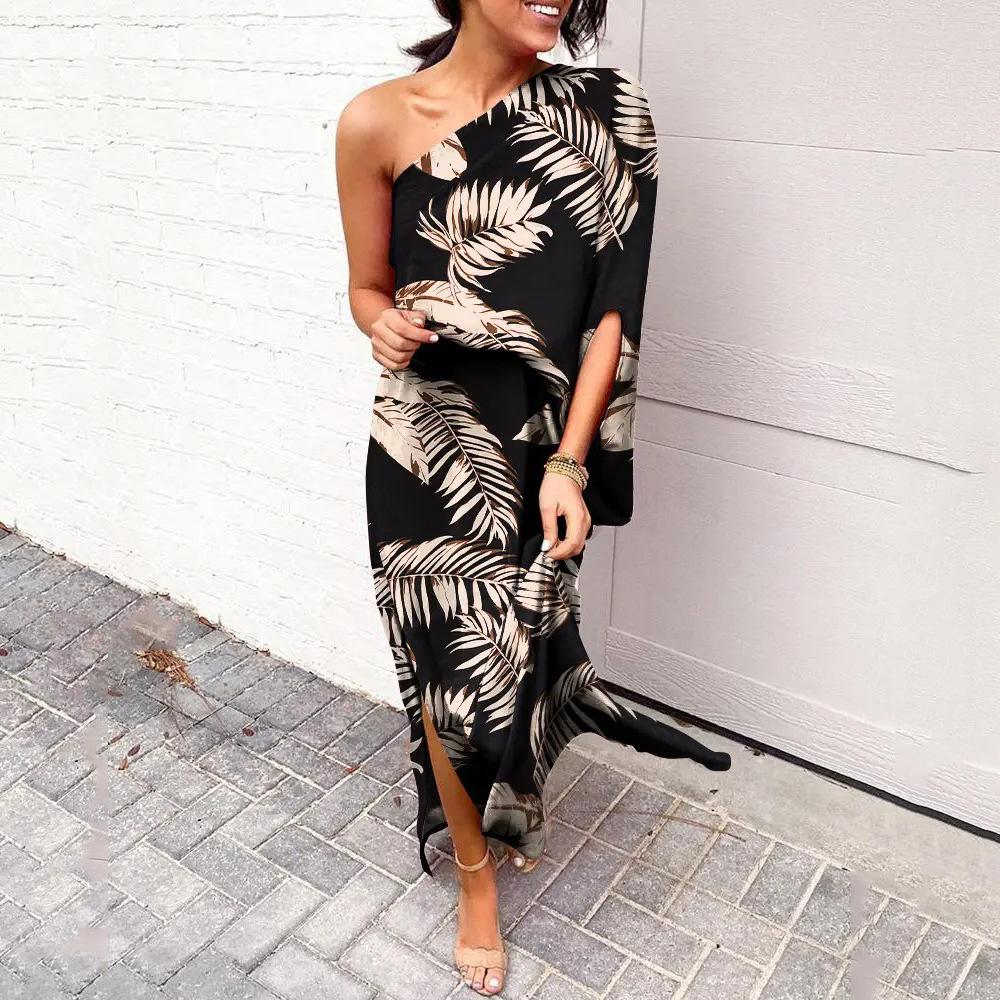 Loose Cold Shoulder Print Dress