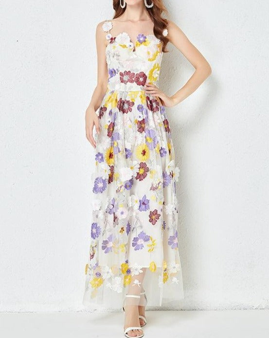 Embroidered floral camisole dress