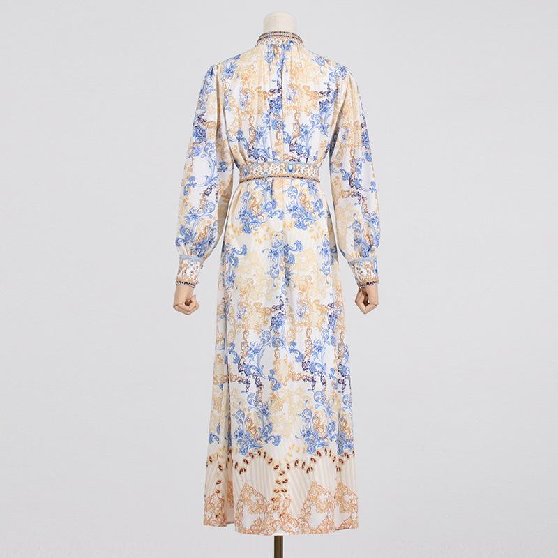 Multi printed V-neck gentle dress