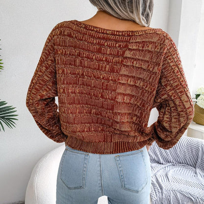 Off Shoulder Long Sleeve Knitted Sweater